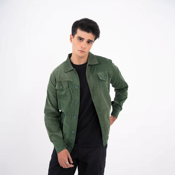 Corduroy Winter Jacket | Olive Green
