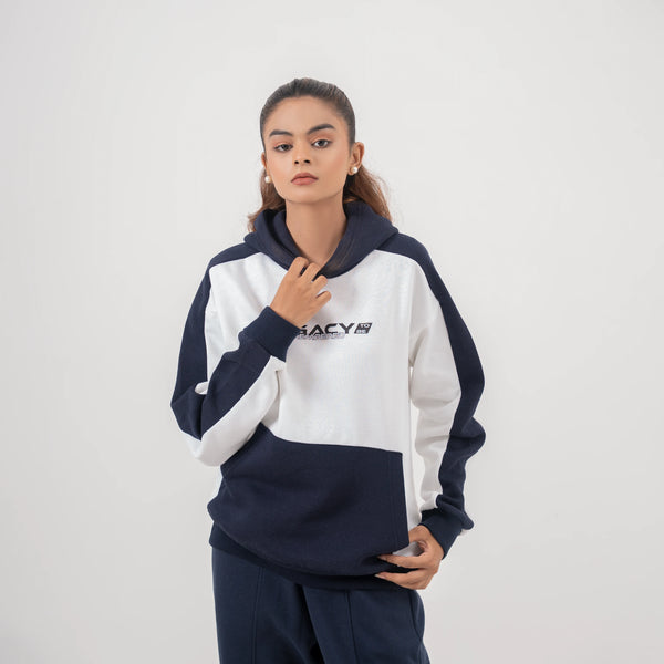 Panel Winter Hoodie |  Contrast Navy Blue