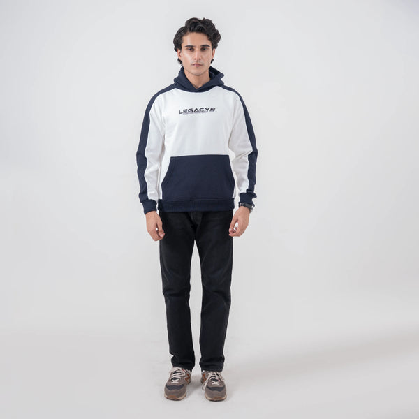 Panel Winter Hoodie |  Contrast Navy Blue