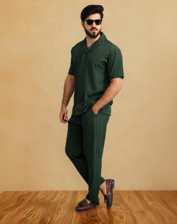 Fetchy Balance  Co-Ords Set – Olive Minimal Stretch Edition